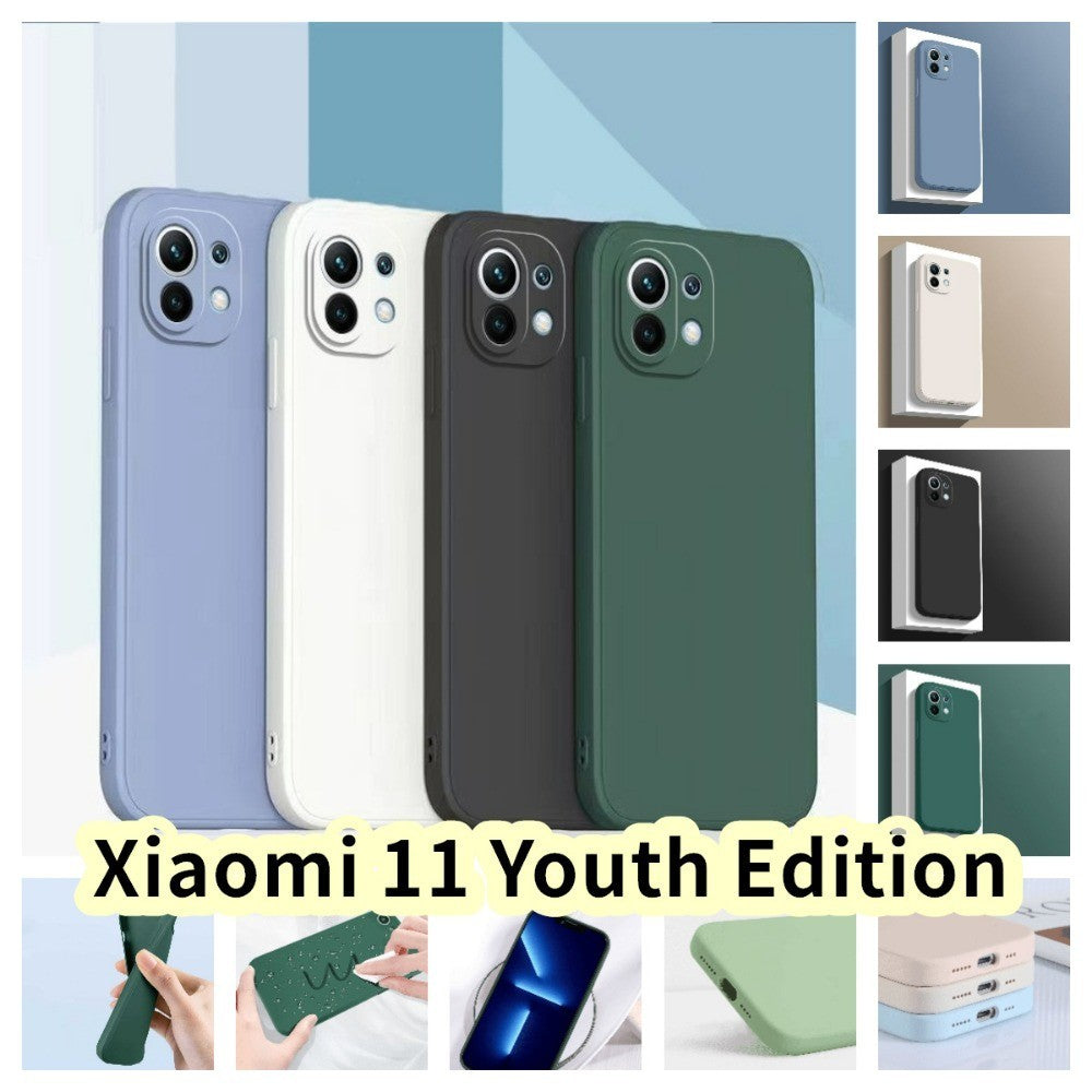 For Xiaomi 11 Youth Edition Cover Drop and wear resistant Silicone Full Case Classic Simple Solid Color Phone Case Cover