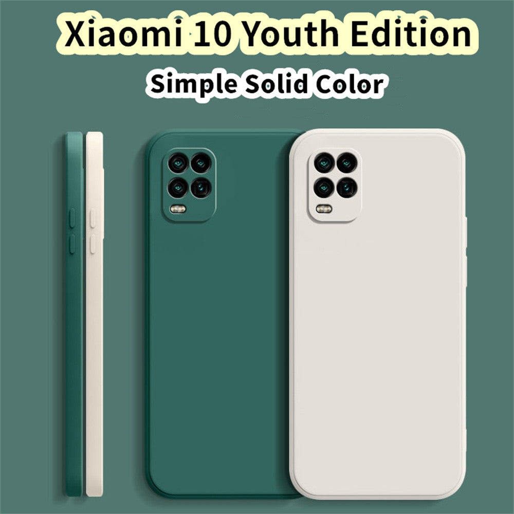 For Xiaomi 10 Youth Edition Cover Drop and wear resistant Silicone Full Case Classic Simple Solid Color Phone Case Cover