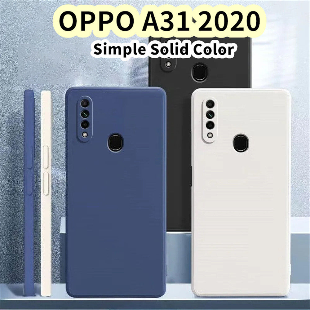 For OPPO A31 2020 Cover Drop and wear resistant Silicone Full Case Classic Simple Solid Color Phone Case Cover