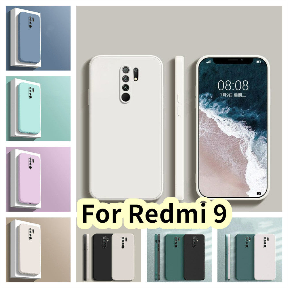 For Redmi 9 Cover Drop and wear resistant Silicone Full Case Classic Simple Solid Color Phone Case Cover