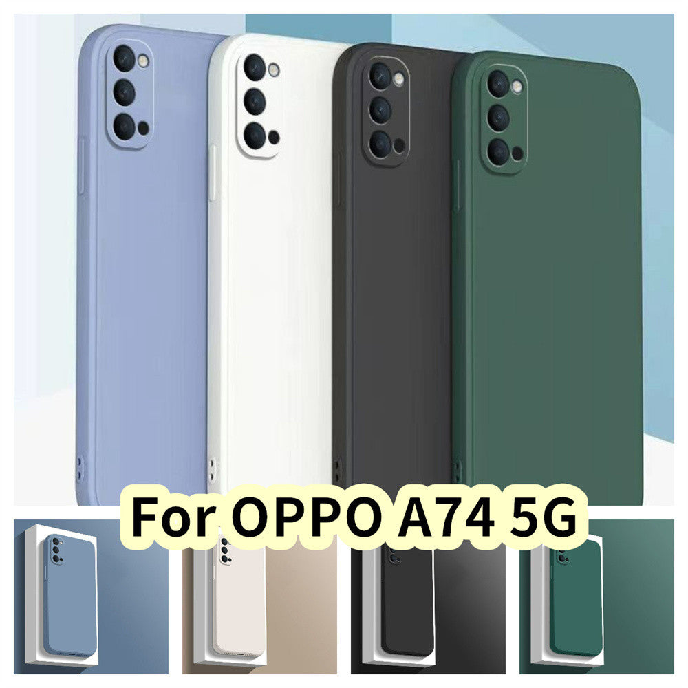 For OPPO A74 5G Cover Drop and wear resistant Silicone Full Case Classic Simple Solid Color Phone Case Cover