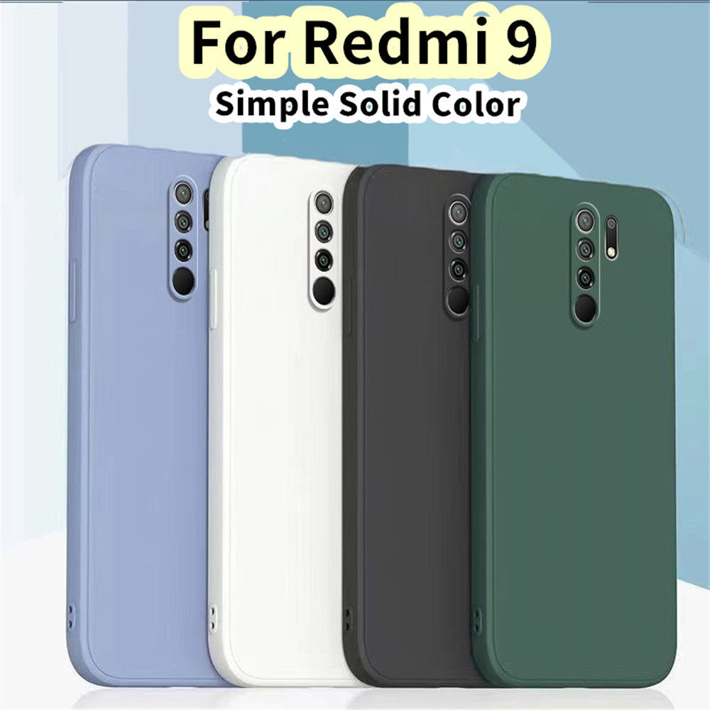 For Redmi 9 Cover Drop and wear resistant Silicone Full Case Classic Simple Solid Color Phone Case Cover