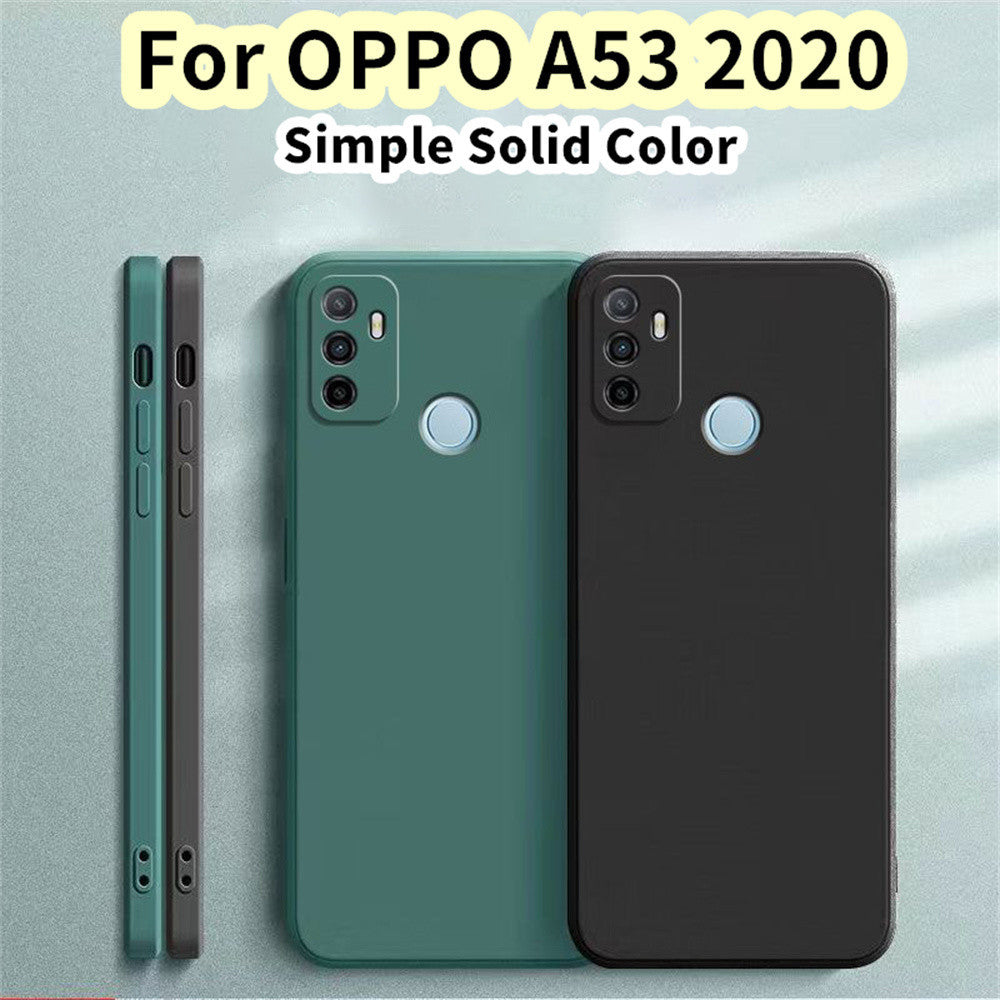 For OPPO A53 2020 Cover Drop and wear resistant Silicone Full Case Classic Simple Solid Color Phone Case Cover