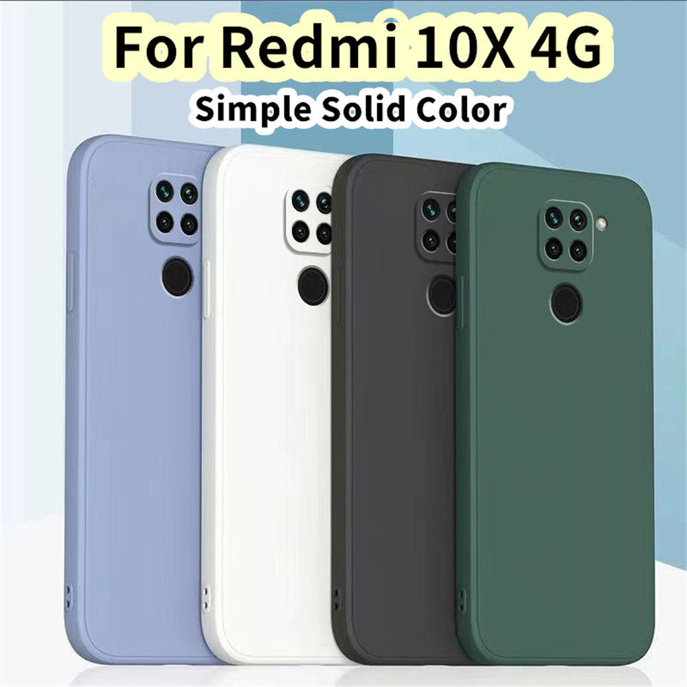 For Redmi 10X 4G Cover Drop and wear resistant Silicone Full Case Classic Simple Solid Color Phone Case Cover