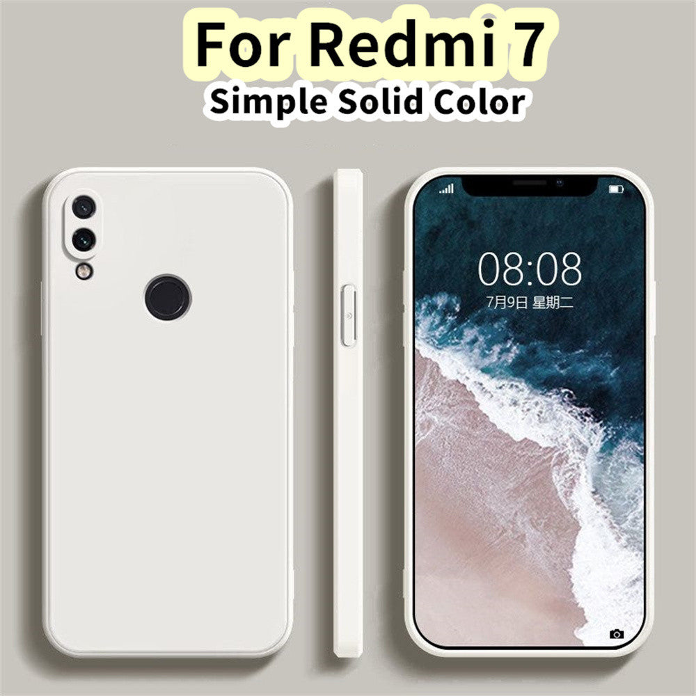 For Redmi 7 Cover Drop and wear resistant Silicone Full Case Classic Simple Solid Color Phone Case Cover
