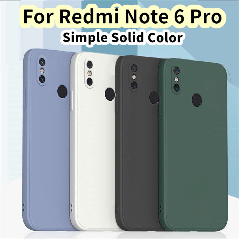 For Redmi Note 6 Pro Cover Drop and wear resistant Silicone Full Case Classic Simple Solid Color Phone Case Cover