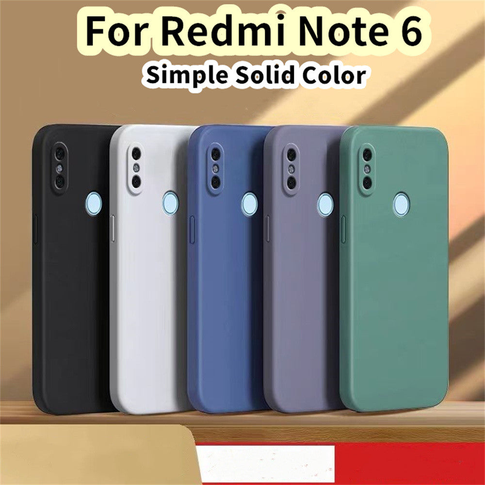 For Redmi Note 6 Cover Drop and wear resistant Silicone Full Case Classic Simple Solid Color Phone Case Cover