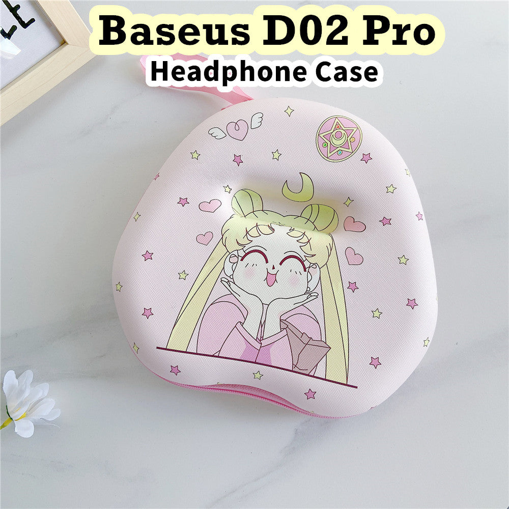 For Baseus D02 Pro Headphone Case Cartoon Creative Patterns Headset Earpads Storage Bag Casing Box