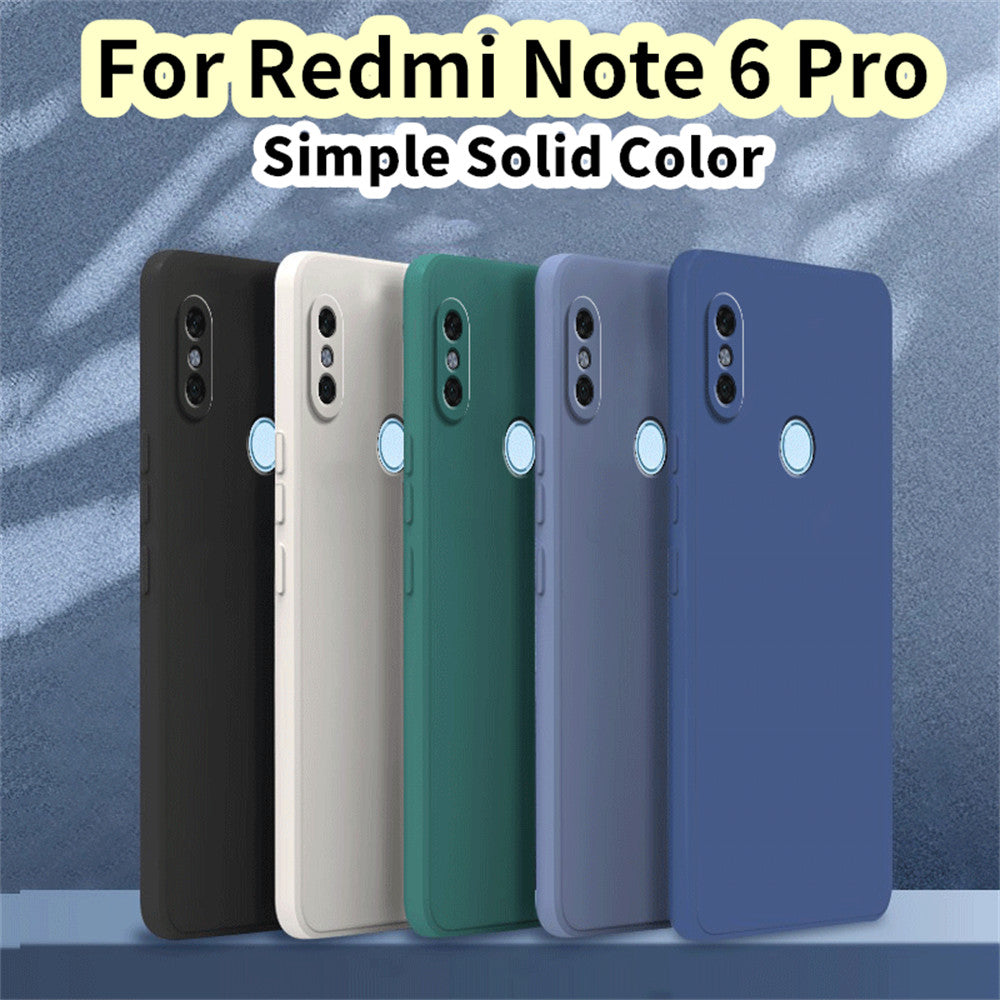 For Redmi Note 6 Pro Cover Drop and wear resistant Silicone Full Case Classic Simple Solid Color Phone Case Cover