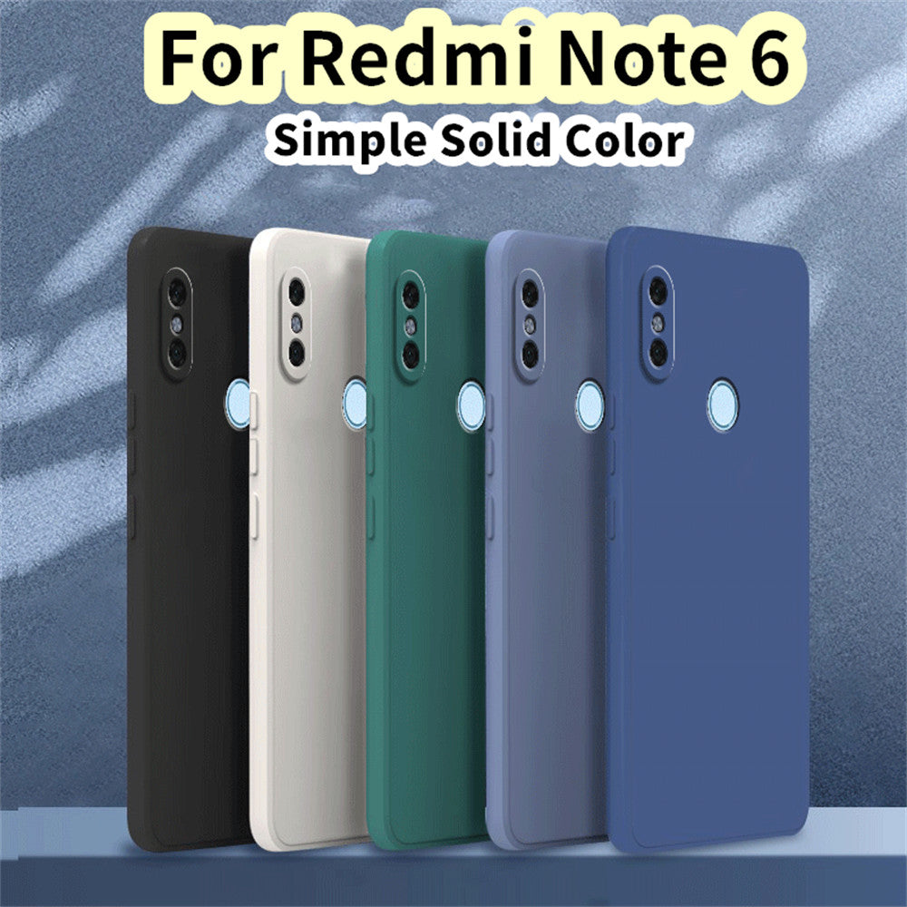 For Redmi Note 6 Cover Drop and wear resistant Silicone Full Case Classic Simple Solid Color Phone Case Cover