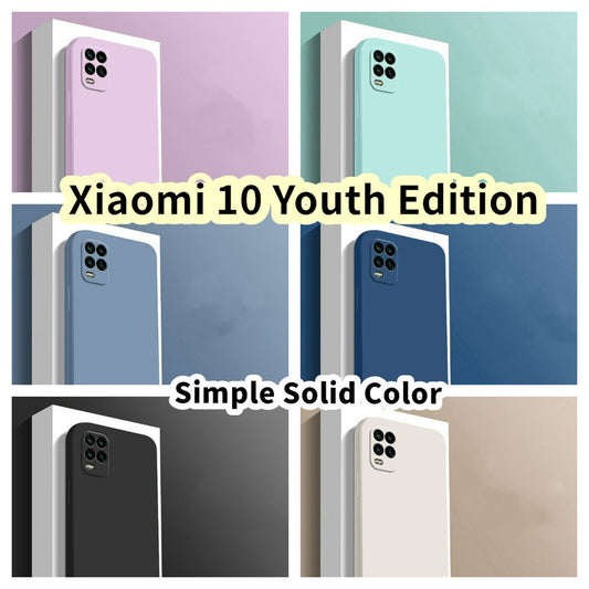 For Xiaomi 10 Youth Edition Cover Drop and wear resistant Silicone Full Case Classic Simple Solid Color Phone Case Cover