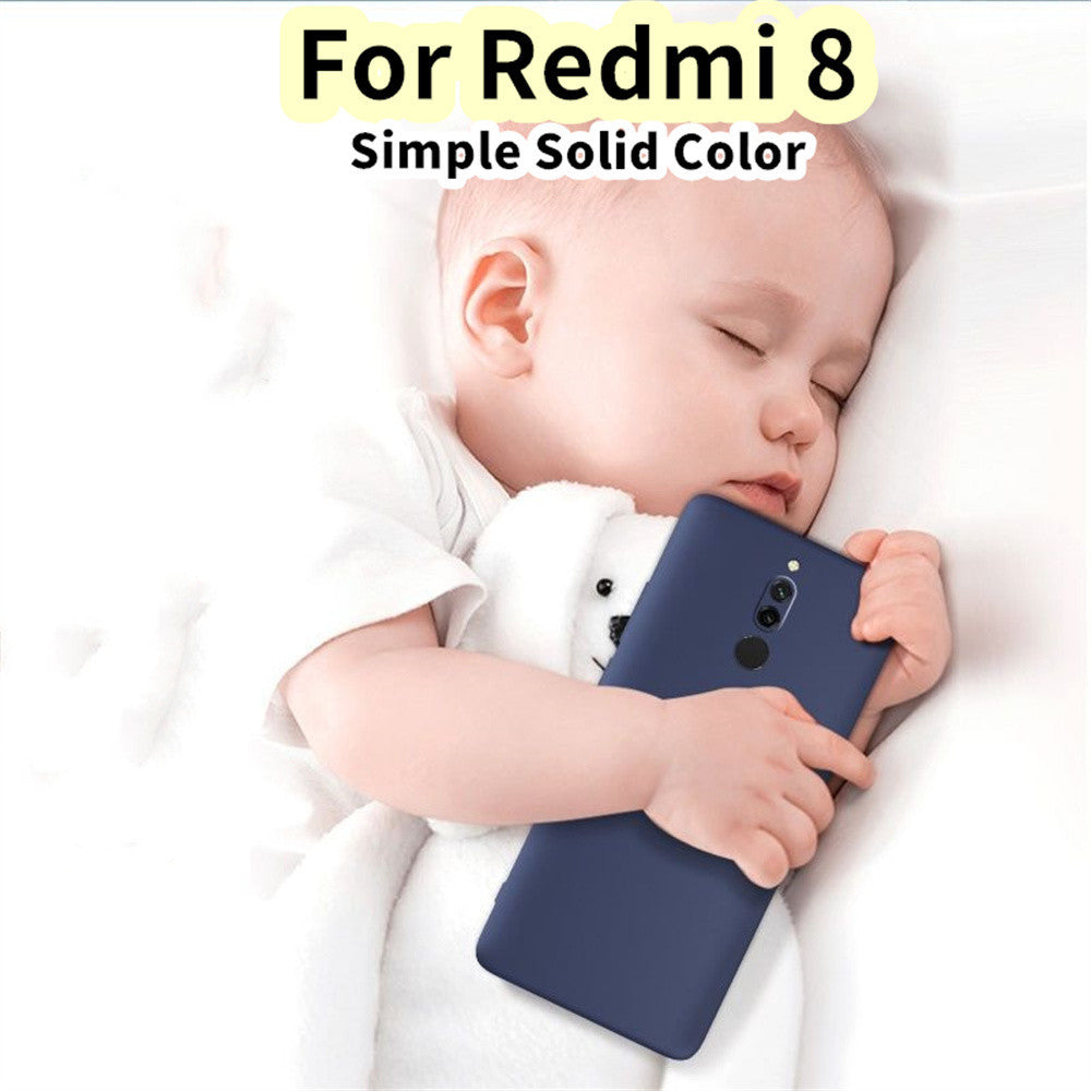 For Redmi 8 Cover Drop and wear resistant Silicone Full Case Classic Simple Solid Color Phone Case Cover