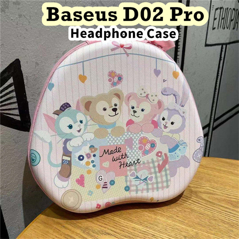 For Baseus D02 Pro Headphone Case Cartoon Creative Patterns Headset Earpads Storage Bag Casing Box
