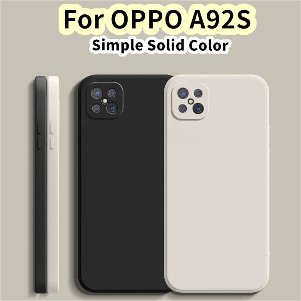 For OPPO A92S Cover Drop and wear resistant Silicone Full Case Classic Simple Solid Color Phone Case Cover