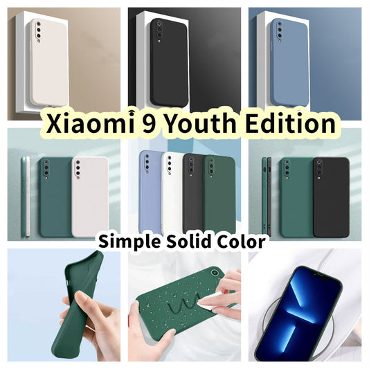 For Xiaomi 9 Youth Edition Cover Drop and wear resistant Silicone Full Case Classic Simple Solid Color Phone Case Cover