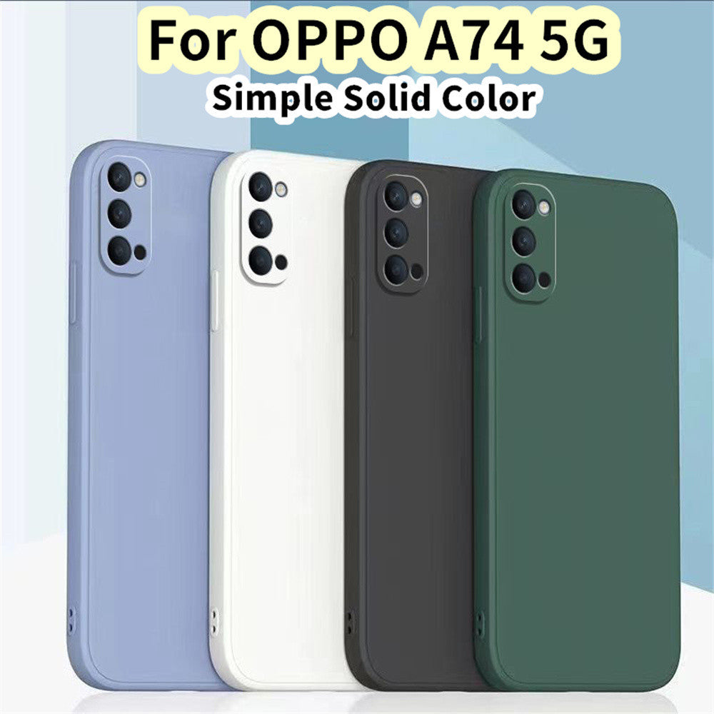 For OPPO A74 5G Cover Drop and wear resistant Silicone Full Case Classic Simple Solid Color Phone Case Cover