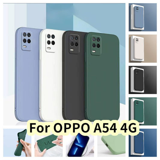 For OPPO A54 4G Cover Drop and wear resistant Silicone Full Case Classic Simple Solid Color Phone Case Cover