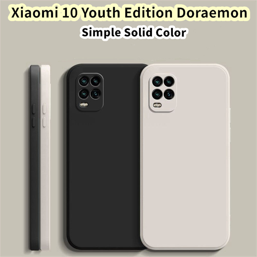 For Xiaomi 10 Youth Edition Doraemon Cover Drop and wear resistant Silicone Full Case Classic Simple Solid Color Phone Case Cover