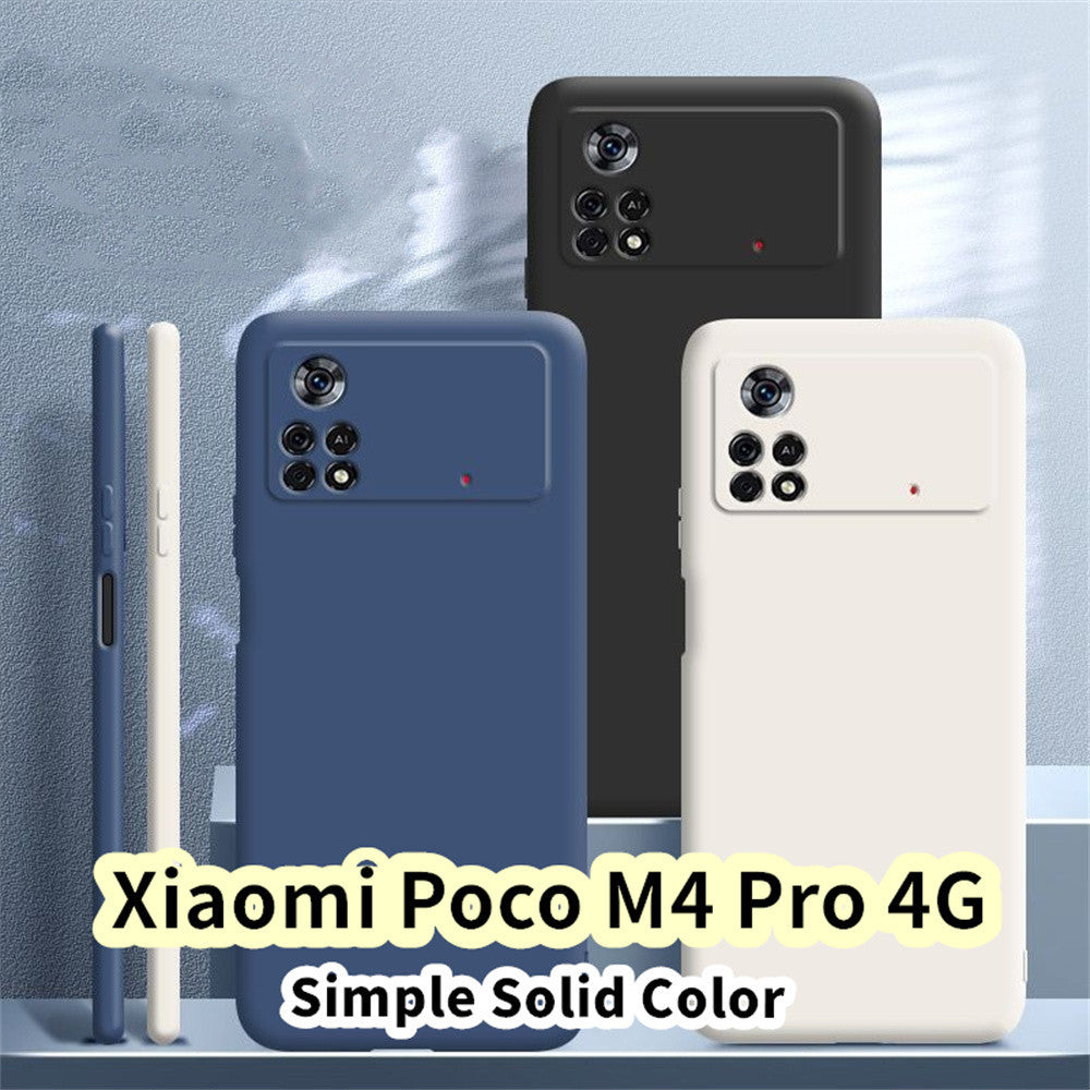 For Xiaomi Poco M4 Pro 4G Cover Drop and wear resistant Silicone Full Case Classic Simple Solid Color Phone Case Cover
