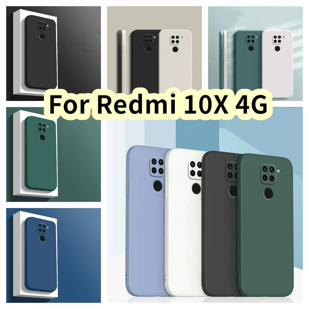 For Redmi 10X 4G Cover Drop and wear resistant Silicone Full Case Classic Simple Solid Color Phone Case Cover