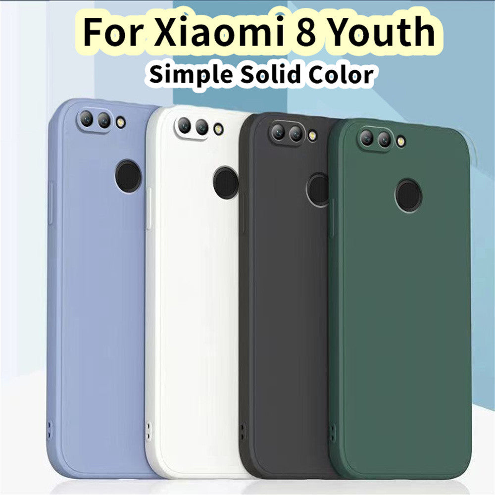 For Xiaomi 8 Youth Cover Drop and wear resistant Silicone Full Case Classic Simple Solid Color Phone Case Cover