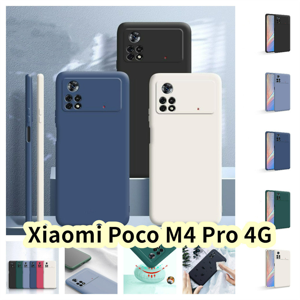 For Xiaomi Poco M4 Pro 4G Cover Drop and wear resistant Silicone Full Case Classic Simple Solid Color Phone Case Cover