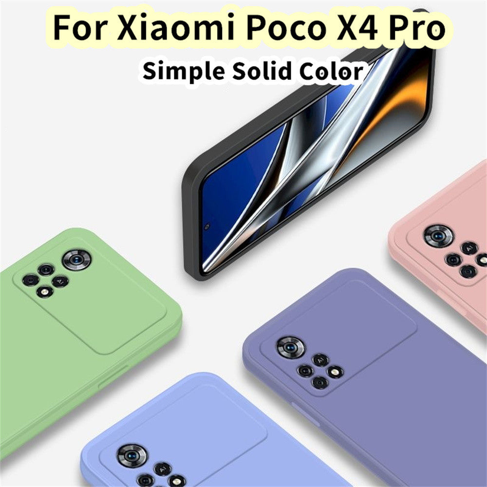 For Xiaomi Poco X4 Pro Cover Drop and wear resistant Silicone Full Case Classic Simple Solid Color Phone Case Cover