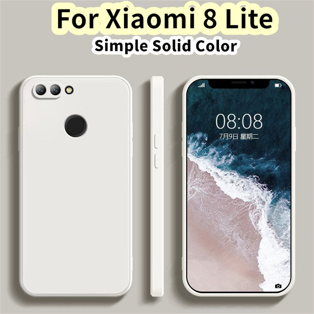 For Xiaomi 8 Lite Cover Drop and wear resistant Silicone Full Case Classic Simple Solid Color Phone Case Cover