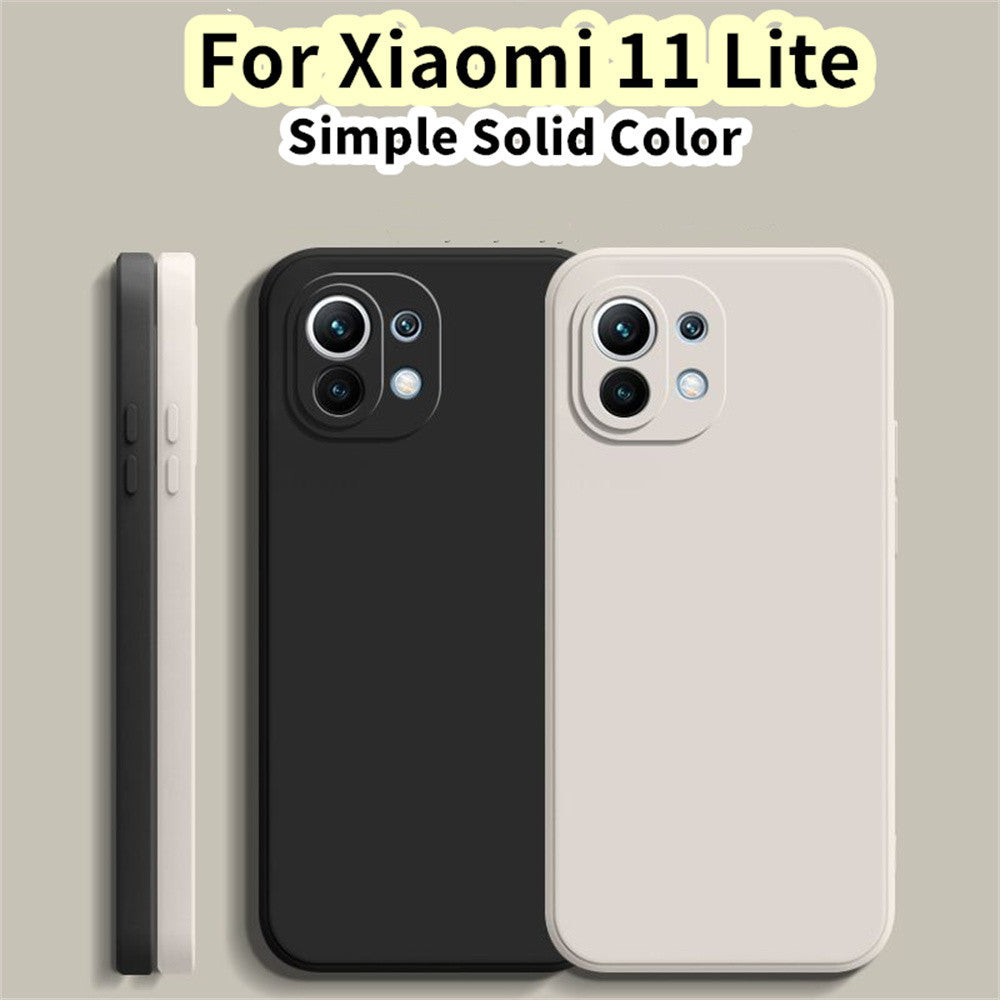 For Xiaomi 11 Lite Cover Drop and wear resistant Silicone Full Case Classic Simple Solid Color Phone Case Cover