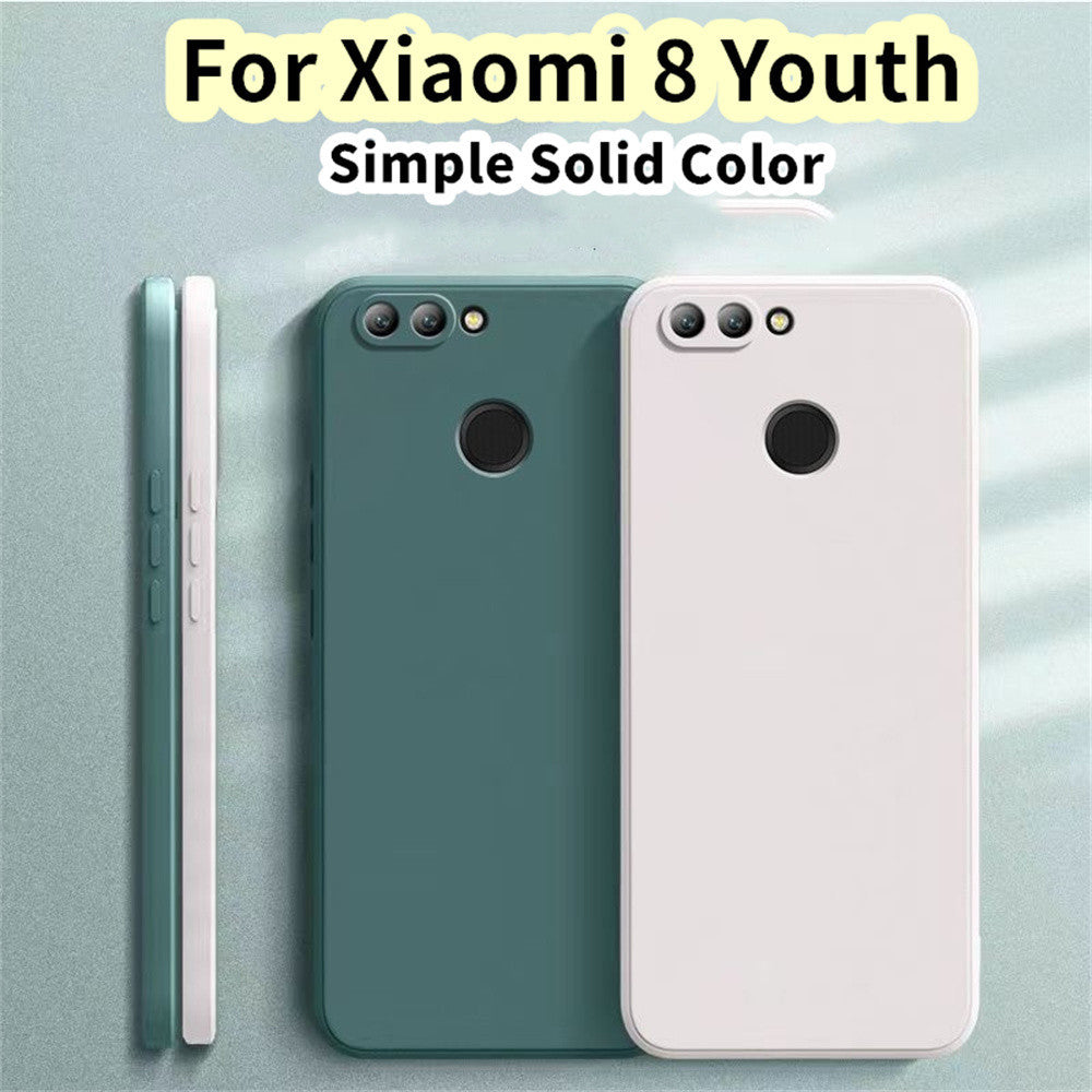 For Xiaomi 8 Youth Cover Drop and wear resistant Silicone Full Case Classic Simple Solid Color Phone Case Cover