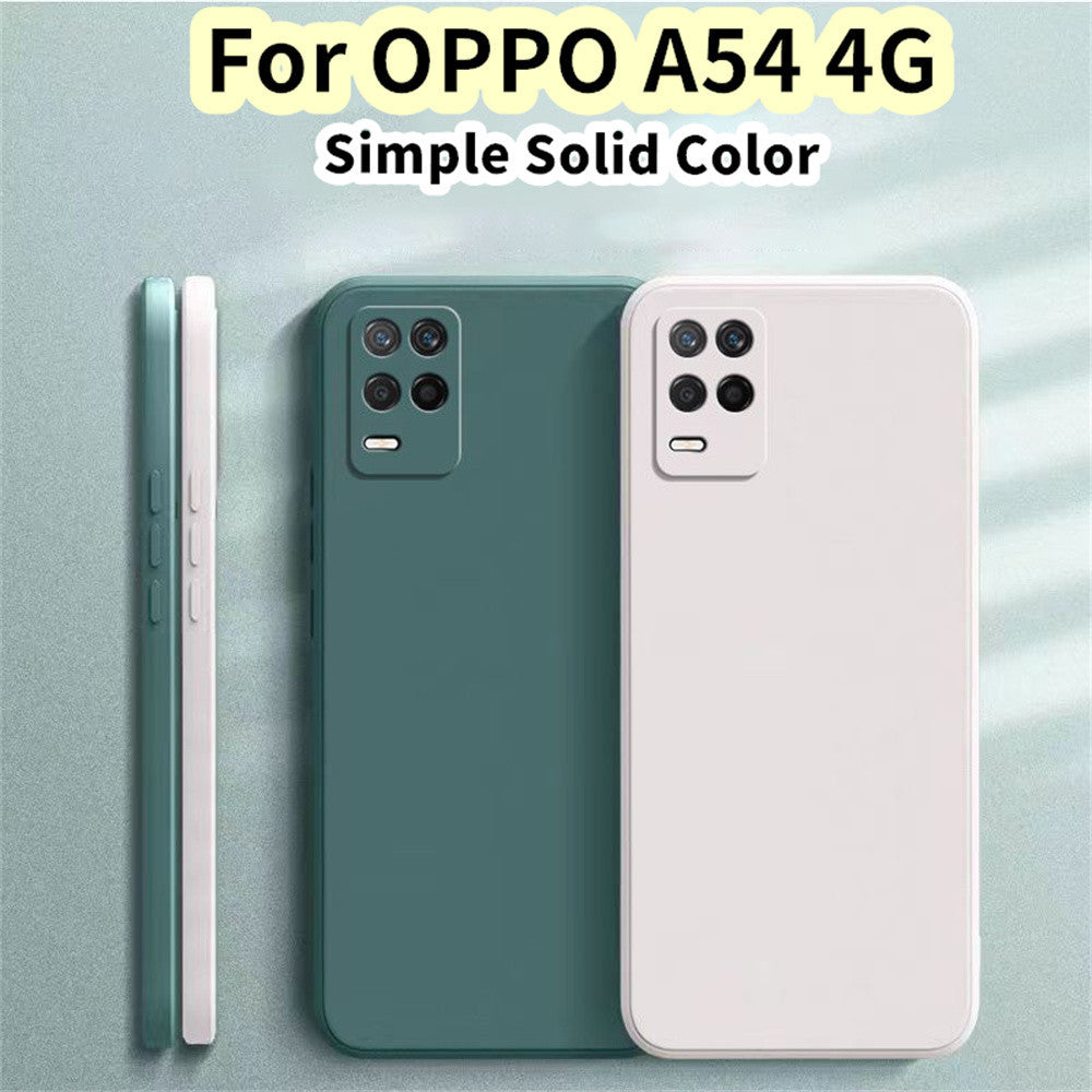 For OPPO A54 4G Cover Drop and wear resistant Silicone Full Case Classic Simple Solid Color Phone Case Cover