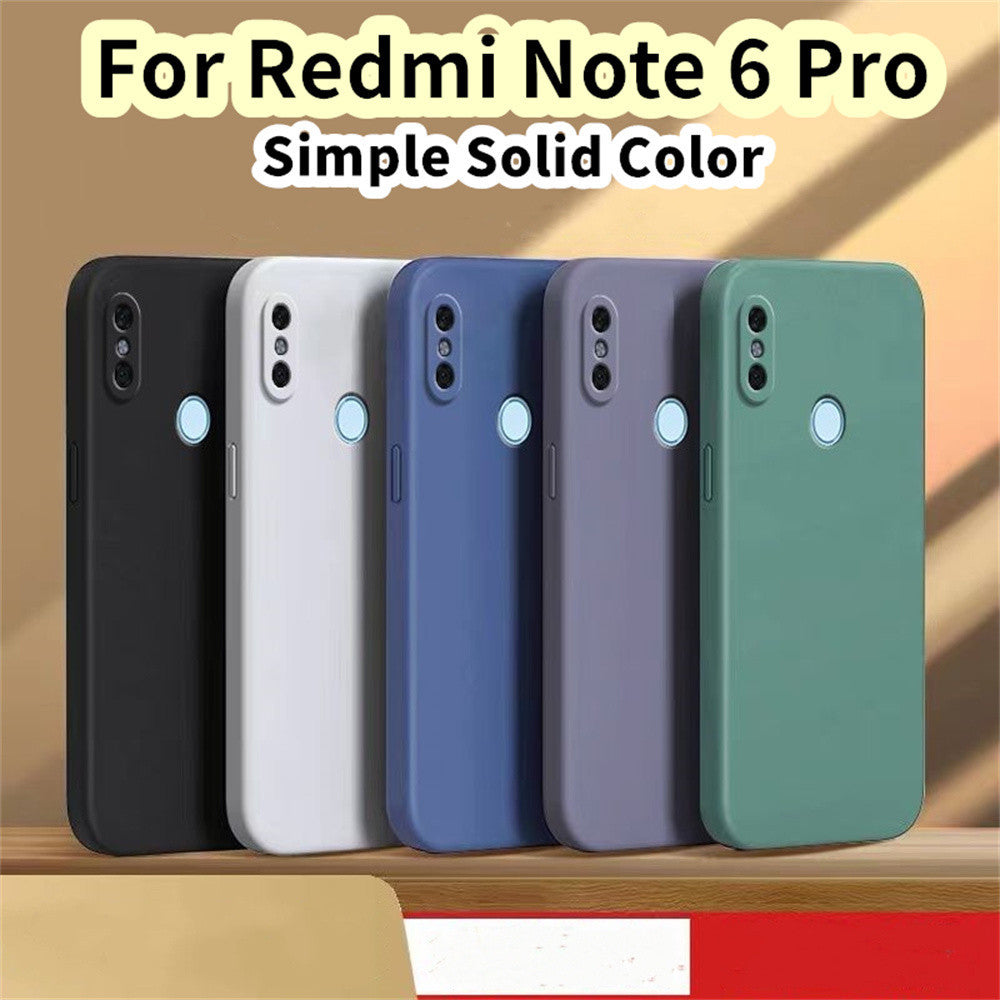 For Redmi Note 6 Pro Cover Drop and wear resistant Silicone Full Case Classic Simple Solid Color Phone Case Cover