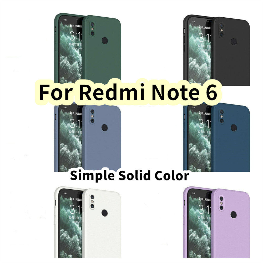 For Redmi Note 6 Cover Drop and wear resistant Silicone Full Case Classic Simple Solid Color Phone Case Cover