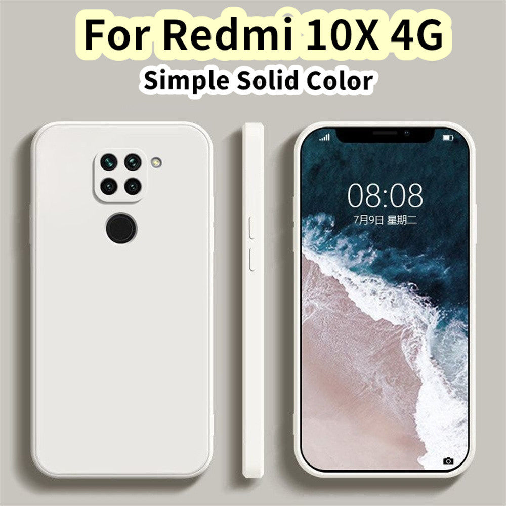 For Redmi 10X 4G Cover Drop and wear resistant Silicone Full Case Classic Simple Solid Color Phone Case Cover