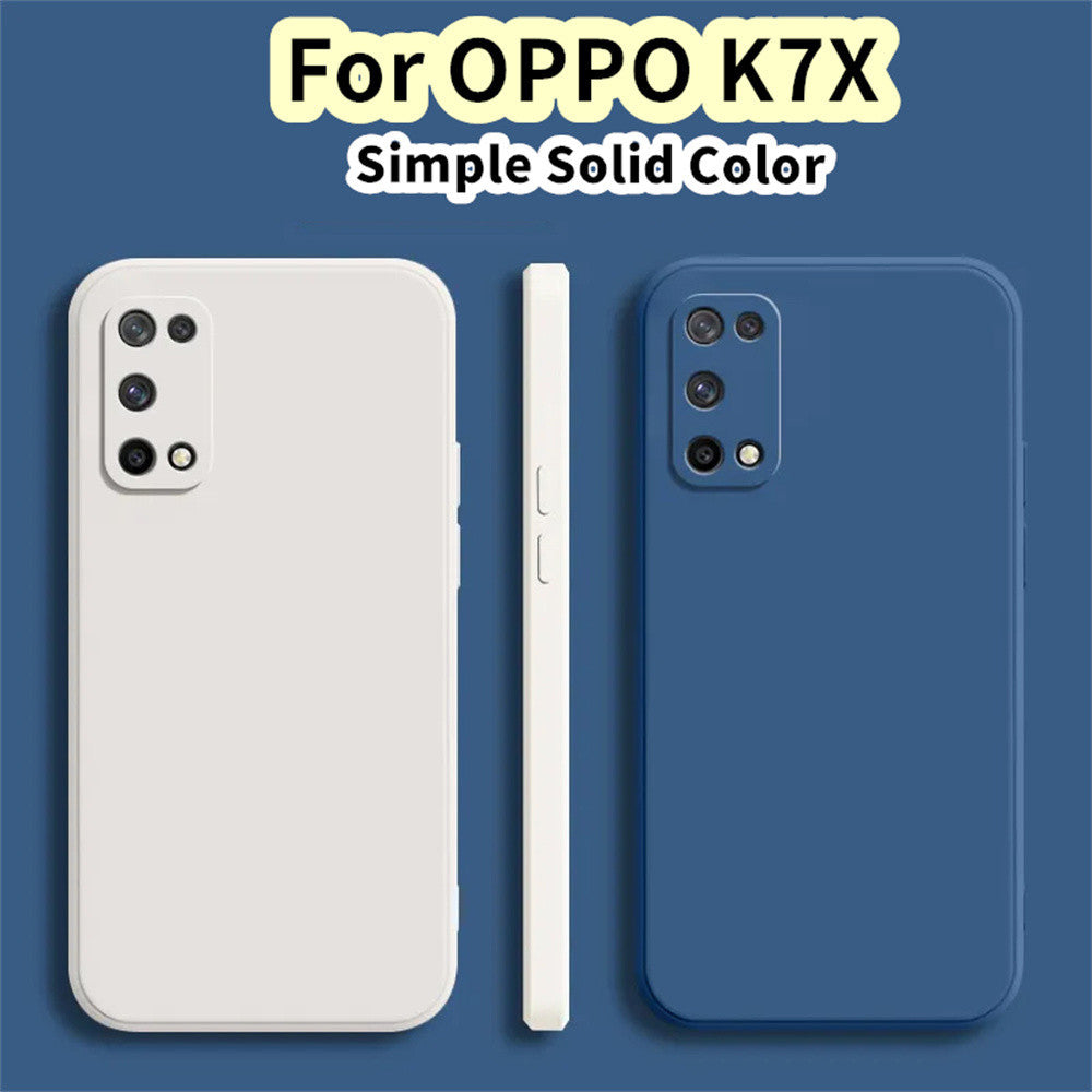 For OPPO K7X Cover Drop and wear resistant Silicone Full Case Classic Simple Solid Color Phone Case Cover