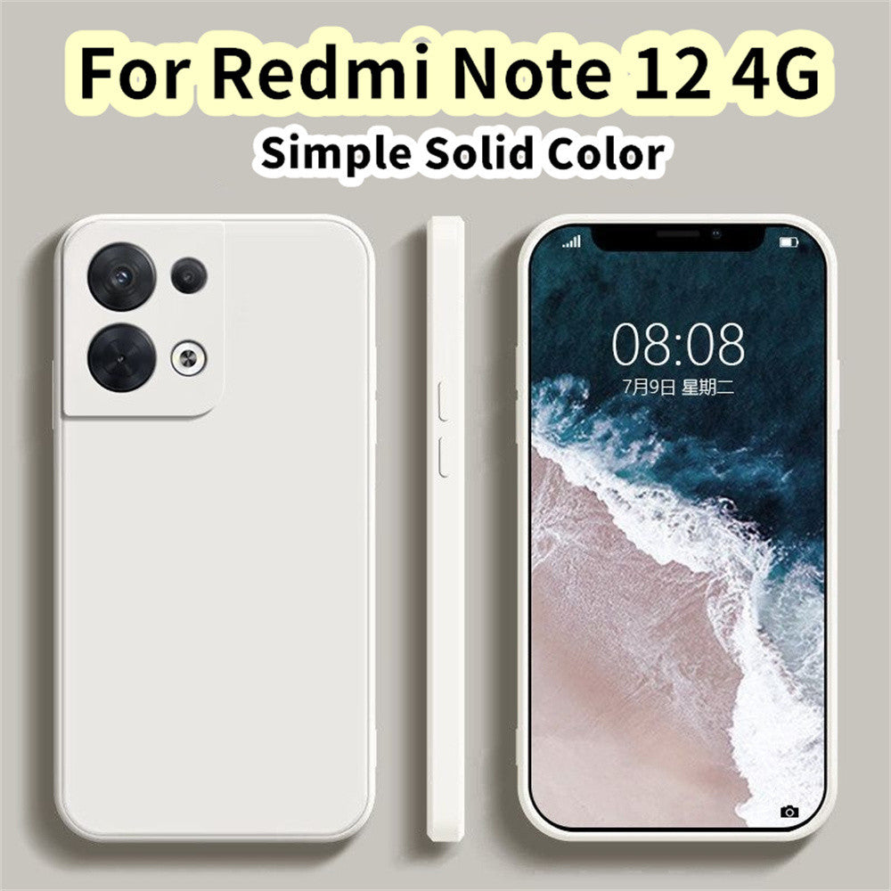 For Redmi Note 12 4G Cover Drop and wear resistant Silicone Full Case Classic Simple Solid Color Phone Case Cover