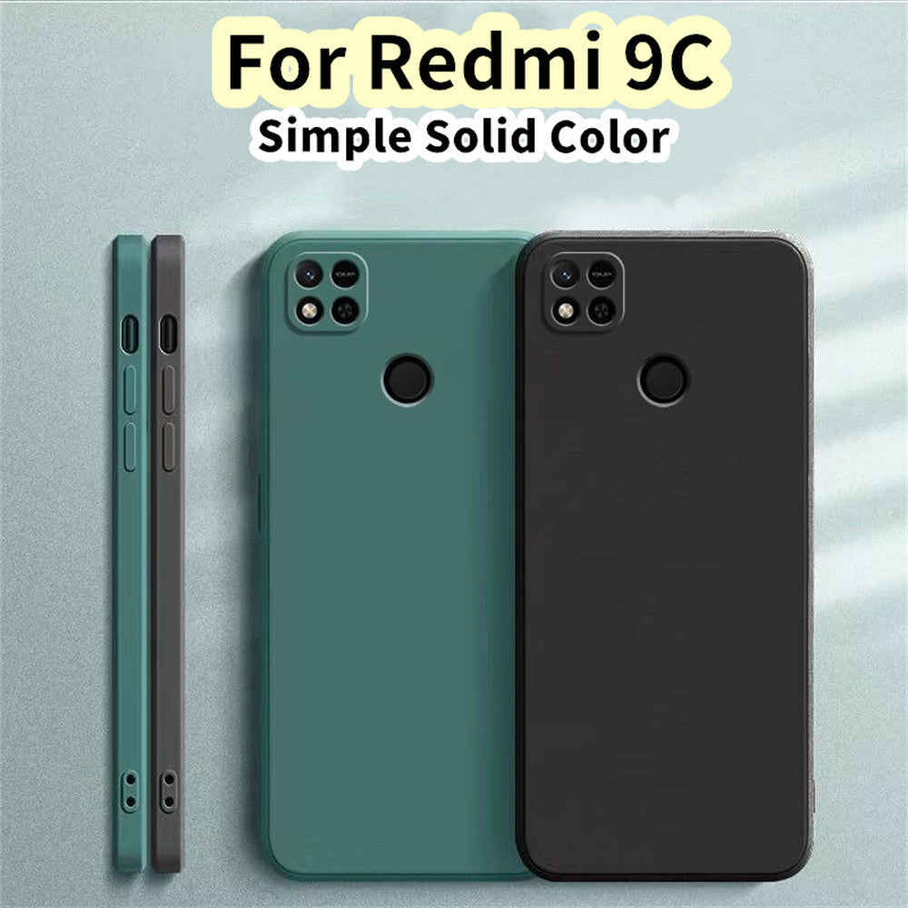 For Redmi 9C Cover Drop and wear resistant Silicone Full Case Classic Simple Solid Color Phone Case Cover