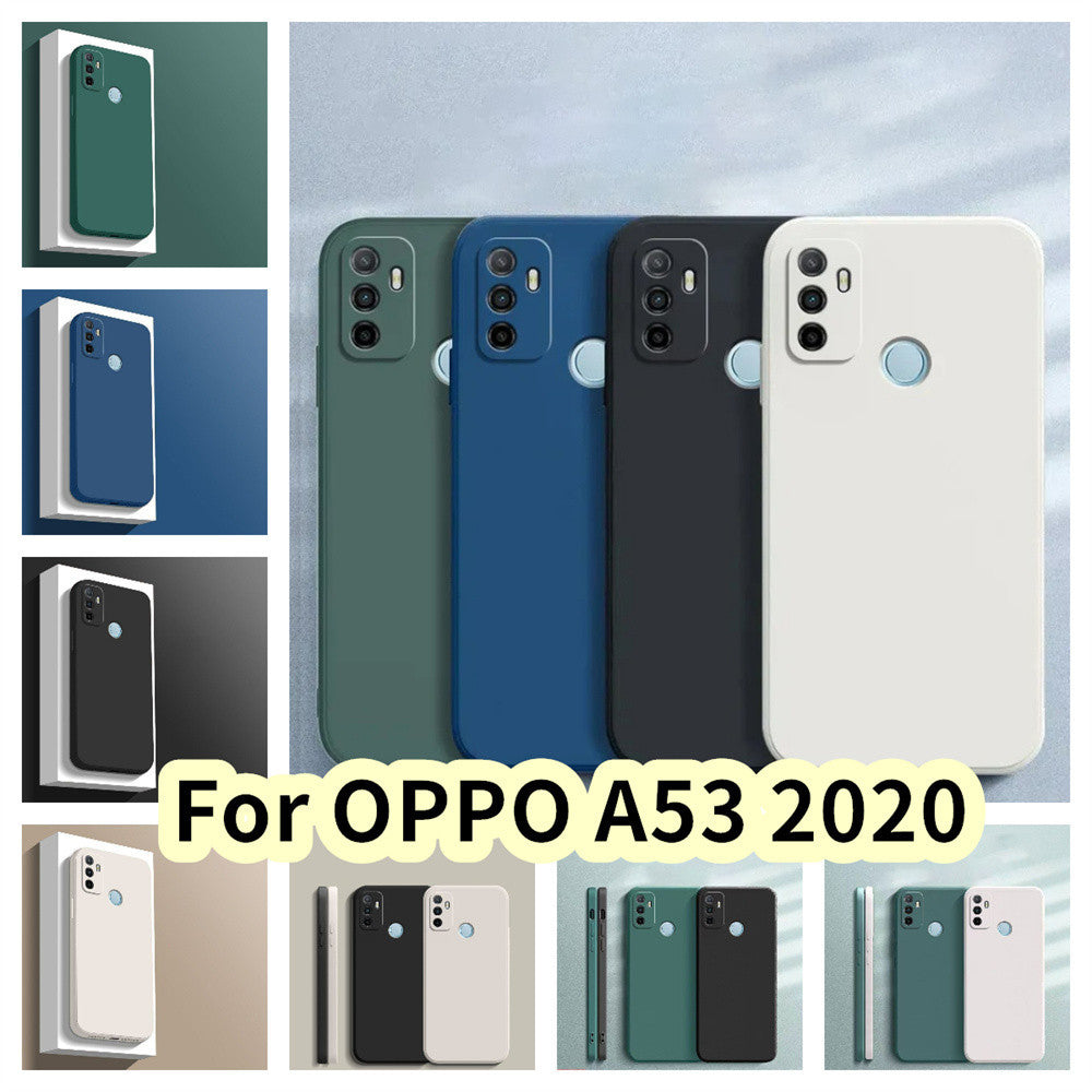 For OPPO A53 2020 Cover Drop and wear resistant Silicone Full Case Classic Simple Solid Color Phone Case Cover
