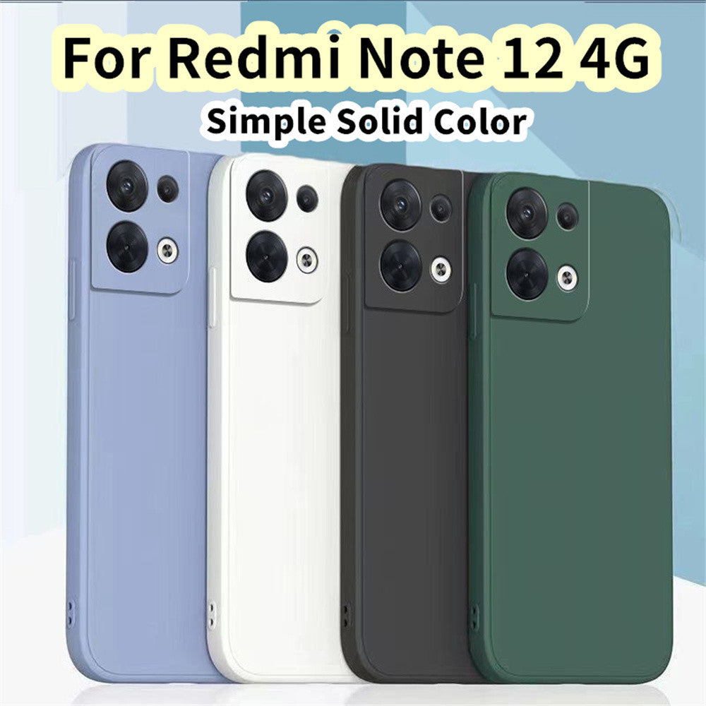 For Redmi Note 12 4G Cover Drop and wear resistant Silicone Full Case Classic Simple Solid Color Phone Case Cover