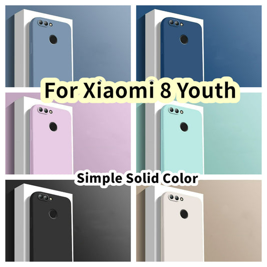 For Xiaomi 8 Youth Cover Drop and wear resistant Silicone Full Case Classic Simple Solid Color Phone Case Cover