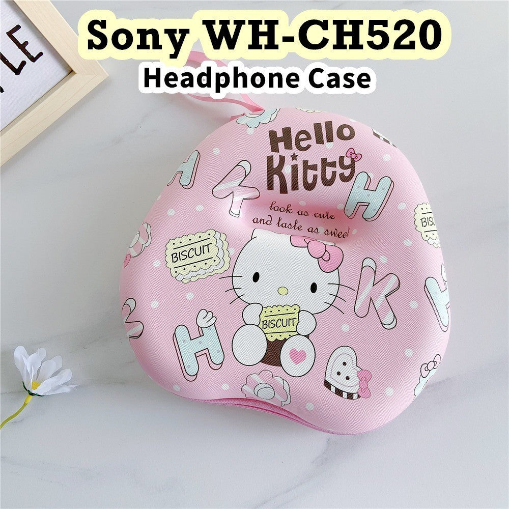 For Sony WH-CH520 Headphone Case Cartoon Creative Patterns Headset Earpads Storage Bag Casing Box