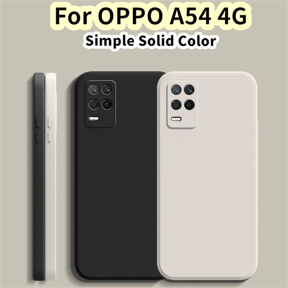 For OPPO A54 4G Cover Drop and wear resistant Silicone Full Case Classic Simple Solid Color Phone Case Cover
