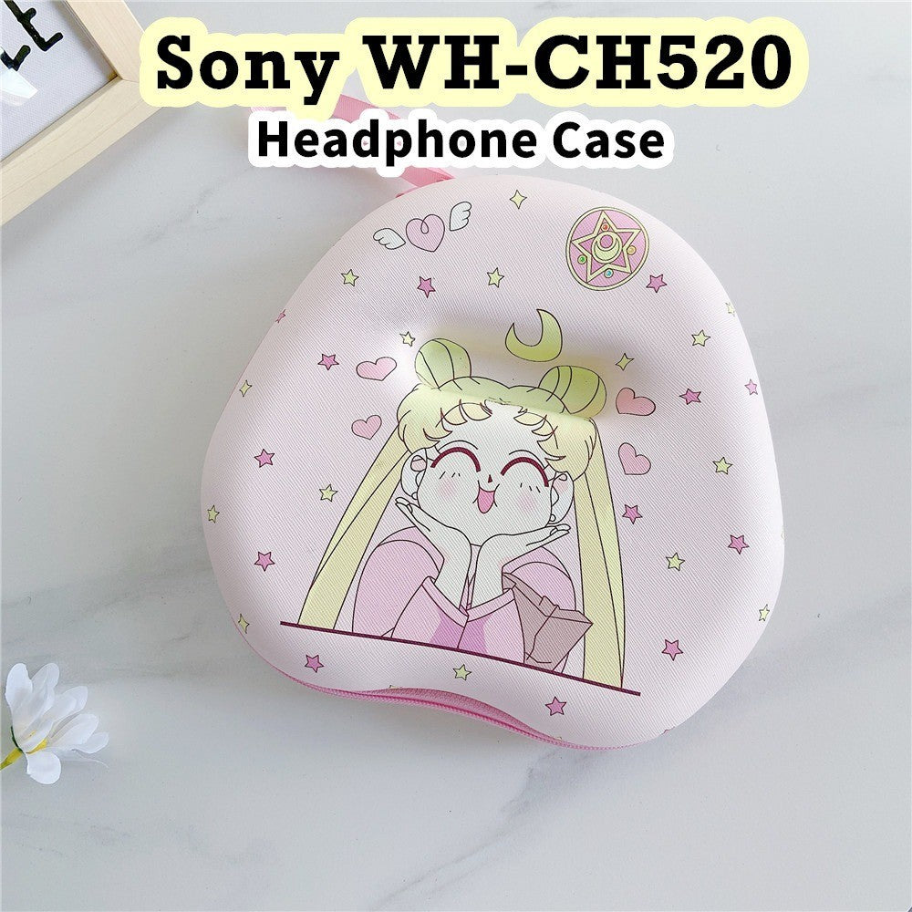 For Sony WH-CH520 Headphone Case Cartoon Creative Patterns Headset Earpads Storage Bag Casing Box