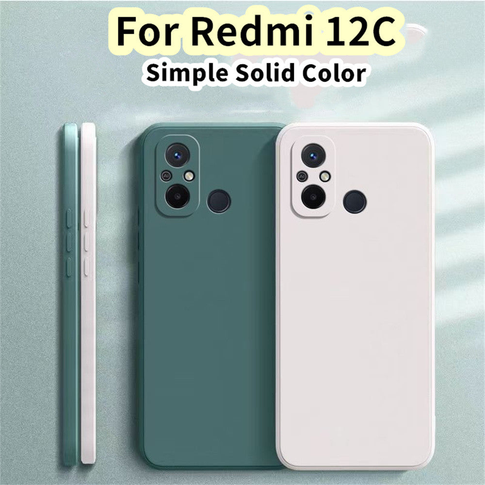 For Redmi 12C Cover Drop and wear resistant Silicone Full Case Classic Simple Solid Color Phone Case Cover
