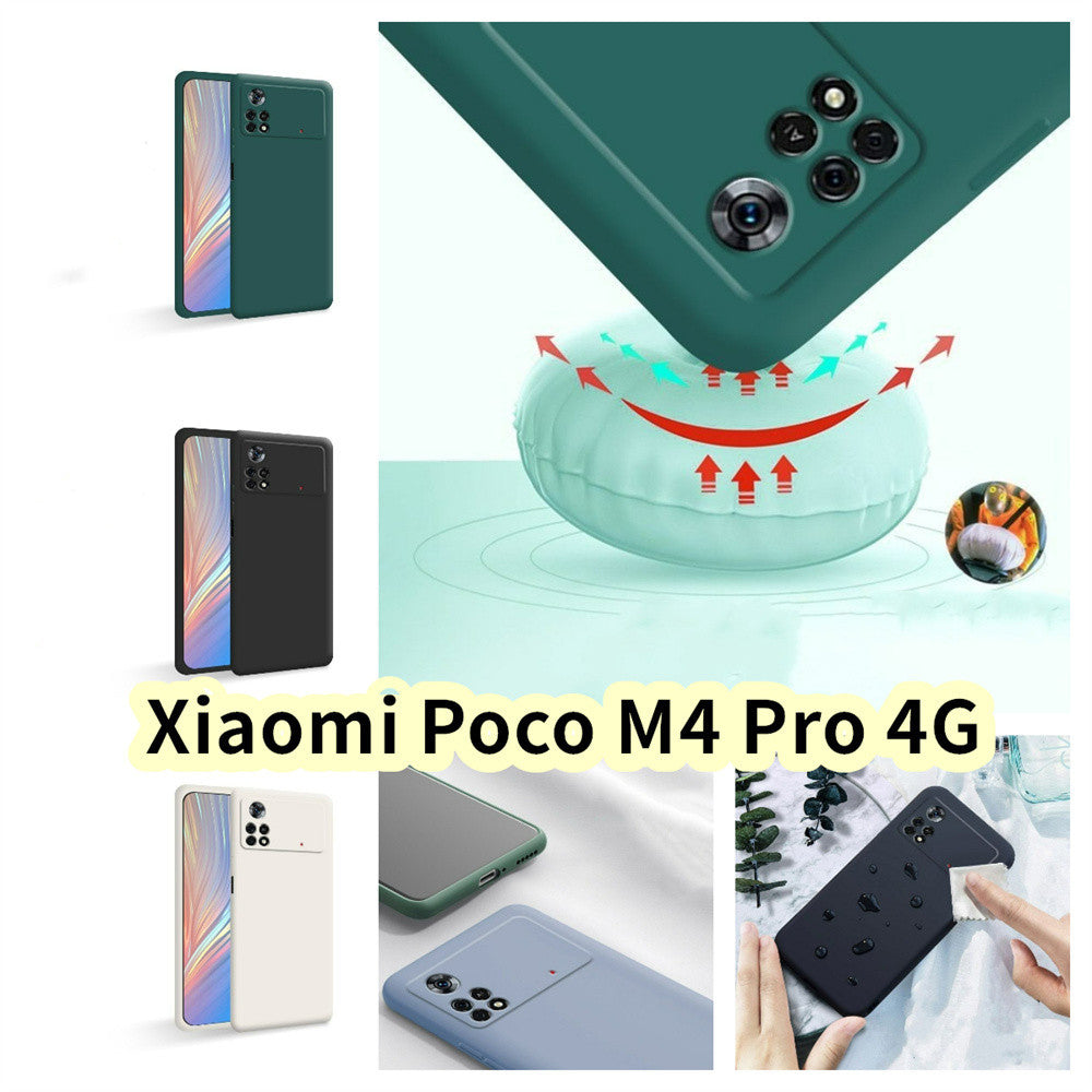 For Xiaomi Poco M4 Pro 4G Cover Drop and wear resistant Silicone Full Case Classic Simple Solid Color Phone Case Cover