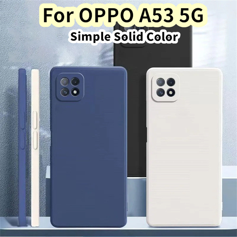 For OPPO A53 5G Cover Drop and wear resistant Silicone Full Case Classic Simple Solid Color Phone Case Cover