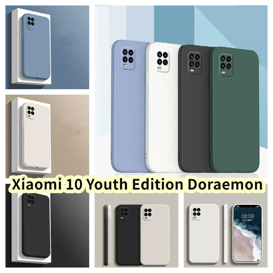 For Xiaomi 10 Youth Edition Doraemon Cover Drop and wear resistant Silicone Full Case Classic Simple Solid Color Phone Case Cover
