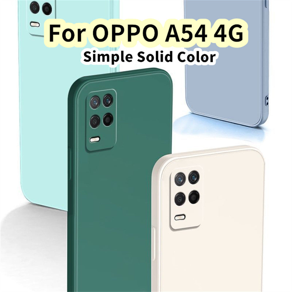 For OPPO A54 4G Cover Drop and wear resistant Silicone Full Case Classic Simple Solid Color Phone Case Cover