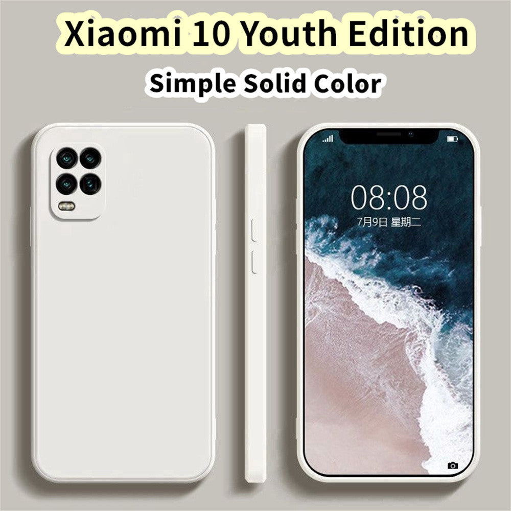 For Xiaomi 10 Youth Edition Cover Drop and wear resistant Silicone Full Case Classic Simple Solid Color Phone Case Cover