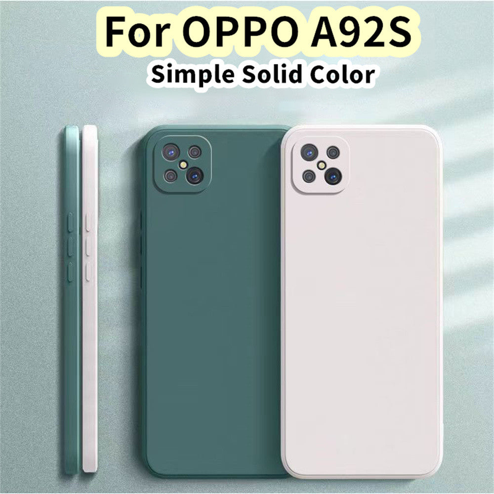 For OPPO A92S Cover Drop and wear resistant Silicone Full Case Classic Simple Solid Color Phone Case Cover